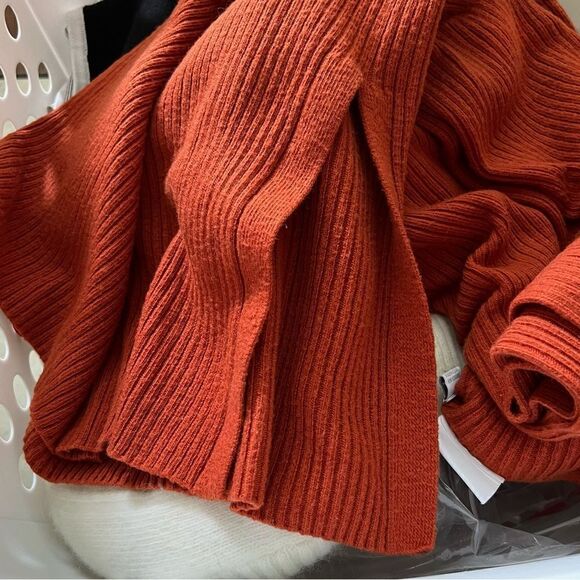 Anthropologie ett:twa Orange Knit Pullover V-Neckline Sheath Sweater Dress Sz M - Picture 9 of 13